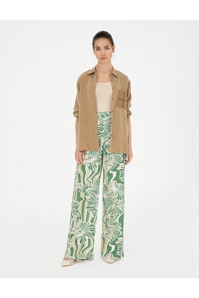 Pierre Cardin Green High Waist Wideleg Pants 50284526 -Vr054