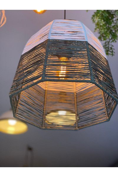 MDZN Lattice 40X45Cm Bohemian Chandelier Wicker Chandelier Rustic Chandelier Jute Chandelier Natural Chandelier Ceiling Lighting