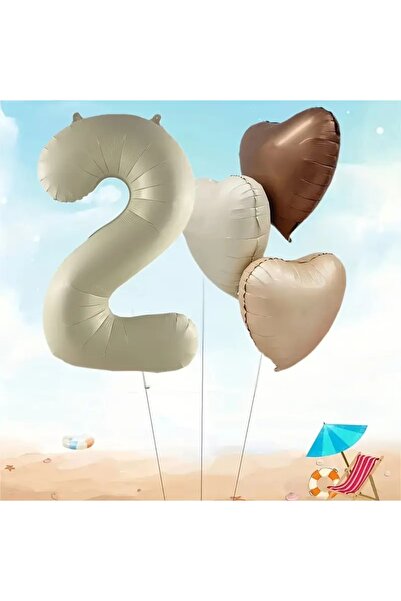 DÜVENCİ TİCARET 4'lü Kalp Şekil Folyo Numara Balon Seti