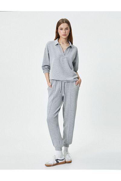Koton Jogger Sweatpants Viscose με ραβδώσεις με κορδόνια στη μέση και λεπτομέρεια στην τσέπη