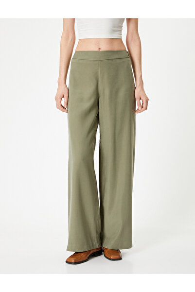 Koton Yüksek Bel Geniş Paça Pantolon Modal Kumaş