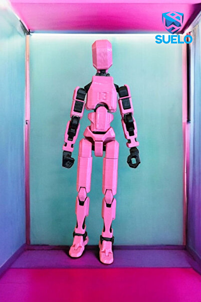 Suelo Butik Titan 13 Robot Dummy Pembe Siyah Tüm Eklemleri Hareketli Aksiyon Figürü T13 Figür Oyuncak