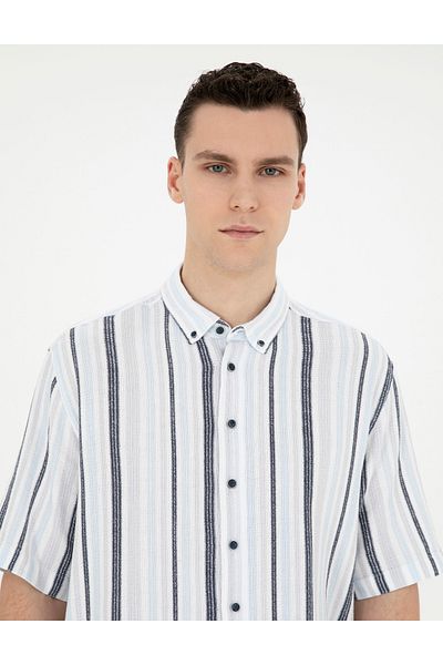 Pierre Cardin Тъмносиня риза с къс ръкав Oversize 50285540-VR033