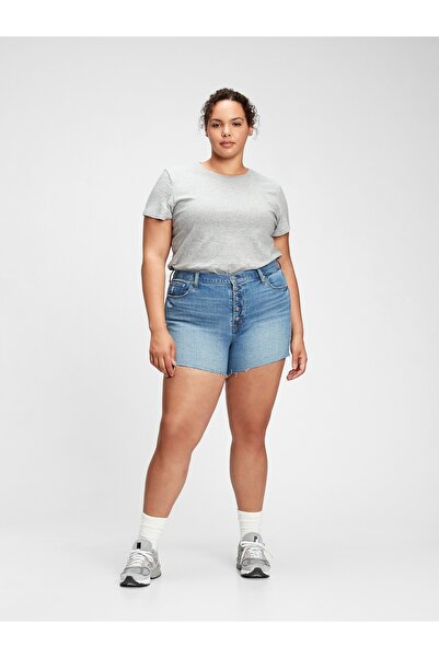 GAP Kadın HEATHER GREY %100 Pamuk Vintage Bisiklet Yaka T-Shirt