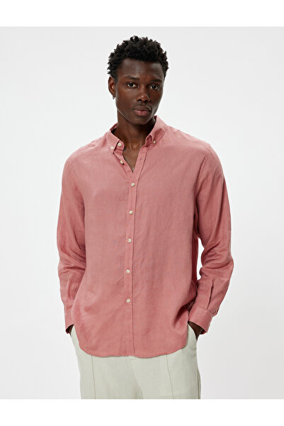 Koton Cămașă de in cu mânecă lungă - Guler și nasturi clasici