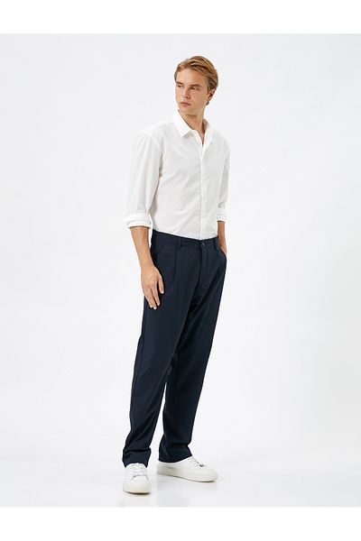 Koton Fabric Trousers Straight Leg Buttoned Pocket Detailed