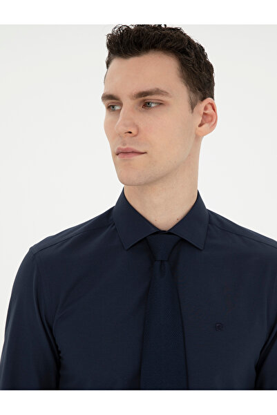 Pierre Cardin Navy Blue Slim Fit Long Sleeve Basic Shirt 50285562 -Vr033
