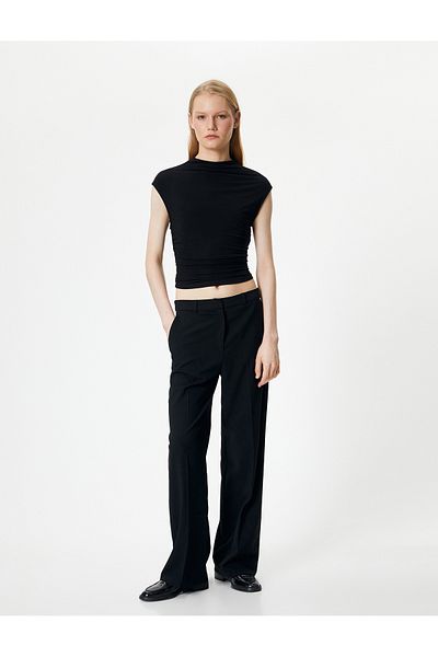 Koton Slim Fit Athlete Stehkragen Kurzarm Drapiert