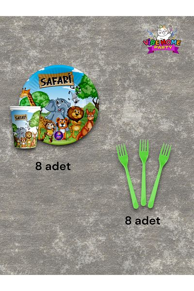 VibeHome 8-Person Safari Themed Super Eco Set - for Birthday Party and Fun Events