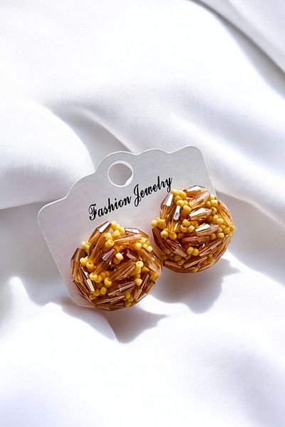 PETEK AKSESUAR Pipe Crystal Handmade - Bead Design Stud Earring