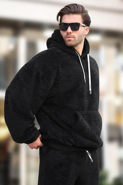 Madmext Μαύρη τσέπη Λεπτομερής ανδρική φόρμα Fleece Σετ E5961