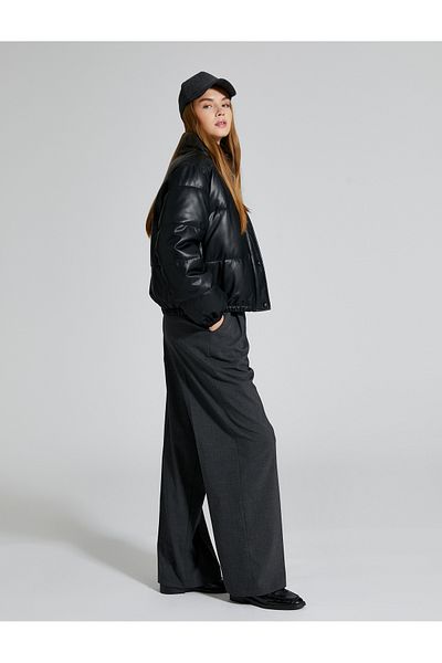 Koton Fabric Palazzo Trousers Belt Detailed Pocket Pleated