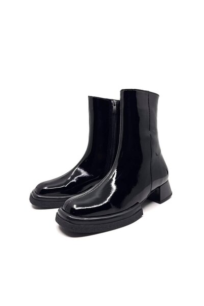 Favgi Rieo Siyah Kırışık Rugan Kadın Bot