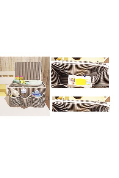Simbastore Baby Crib Bedside Organizer with Locking Apparatus 5 Compartment Organizer with Lid