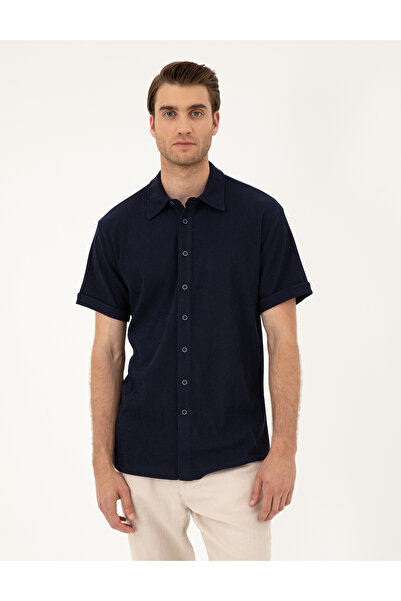 Pierre Cardin Lacivert Slim Fit Örme Gömlek 50286123-VR033