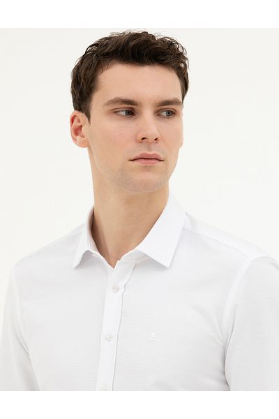Pierre Cardin Μακρυμάνικο λευκό πουκάμισο Slim Fit - 50285594-VR013