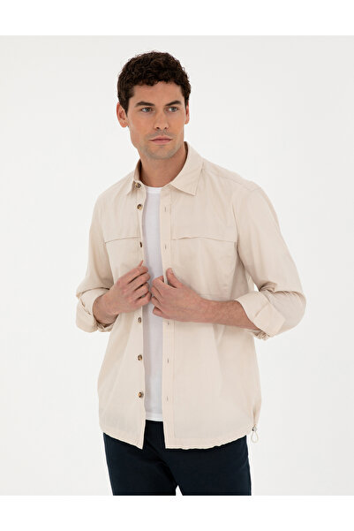 Pierre Cardin Μπεζ μακρυμάνικο πουκάμισο Comfort Fit 50285539-VR011