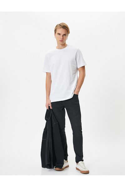 Koton Ανδρικό λευκό T-shirt - 4sam10160hk