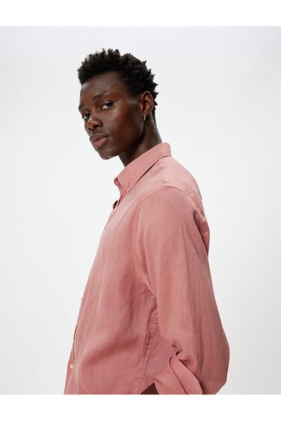 Koton Long Sleeve Linen Shirt - Classic Collar and Buttons