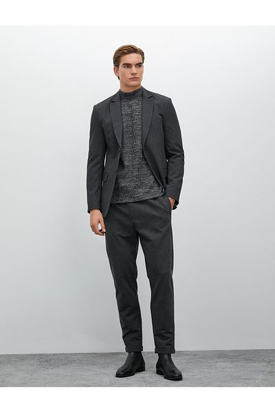 Koton Basic Woven Trousers Slim Fit Lace Waist Pocket Layered Leg