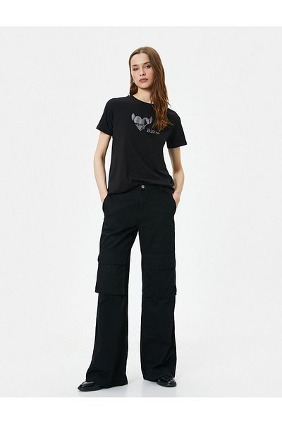 Koton Short Sleeve T-Shirt Printed Crew Neck Cotton