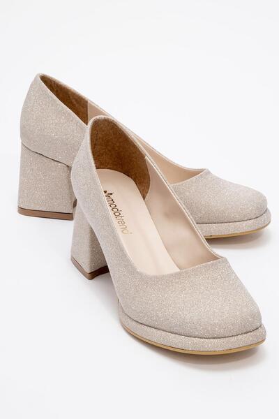 Ccway Χρυσά γκλίτερ γυναικεία παπούτσια με τακούνι