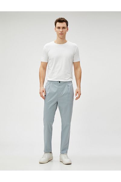 Koton Chino Pants - Elastic Waist, Tapered Fit, Pocket Detail