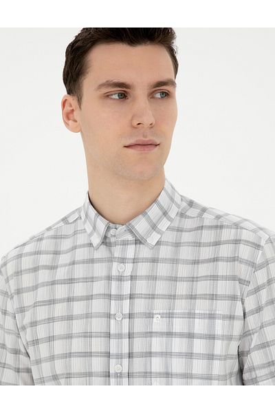Pierre Cardin Gray Regular Fit Short Sleeve Shirt 50288566-Vr024