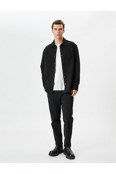 Koton Klassische Hose mit Spitzenbund, schmaler Passform und Taschendetail