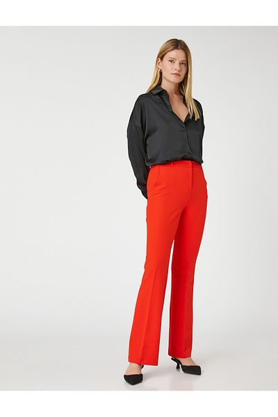 Koton High Waist Spanish Leg Fabric Trousers