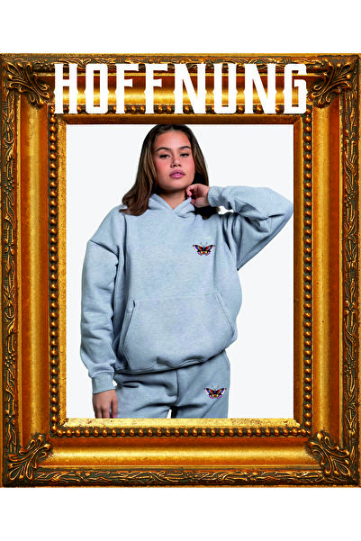 HOFFNUNG طقم سويت شيرت كامل بغطاء للرأس مكون من 3 خيوط على شكل فراشة فلاش