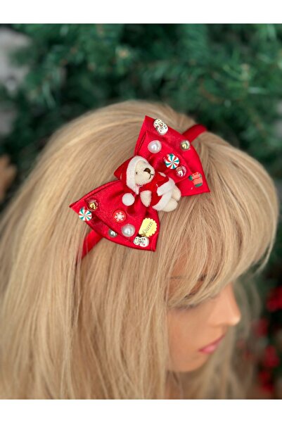 QUEEN AKSESUAR Coroană de lux din satin cu fundă - Coroană de Crăciun cu jucă...