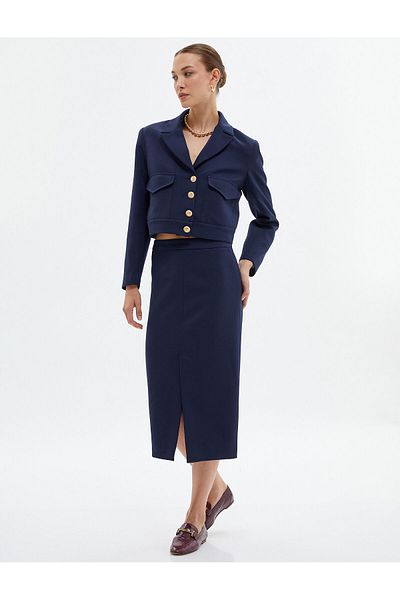 Koton Pencil Skirt Front Slit Detailed Normal Waist