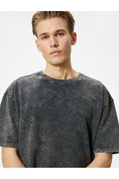 Koton Oversize T-Shirt Washable Crew Neck Short Sleeve