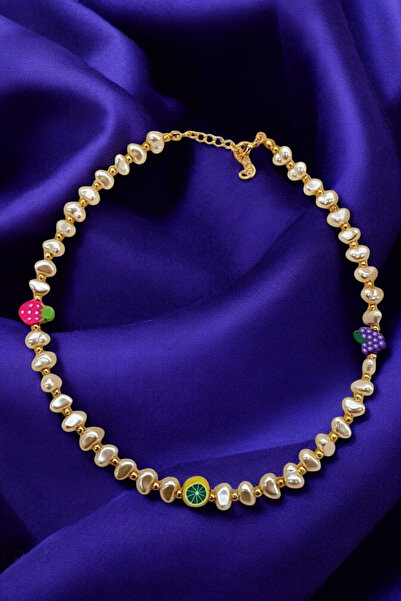 PETEK AKSESUAR Barok Inci Meyve Figürlü Kolye