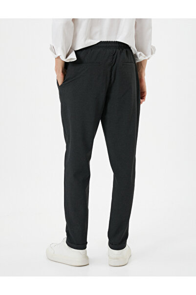 Koton Fabric Trousers Slim Fit Lace Waist Narrow Leg Pocket