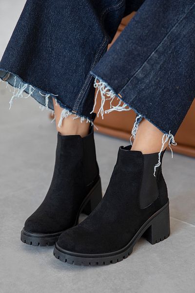 wolk shoes Μαύρα σουέντ Polo γυναικείες μπότες με τακούνι