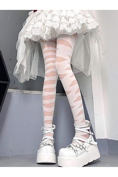 VEGAROKS Cosplay Mummy Bandage Look Imported White Pantyhose