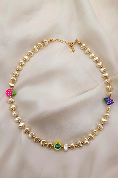 PETEK AKSESUAR Barok Inci Meyve Figürlü Kolye