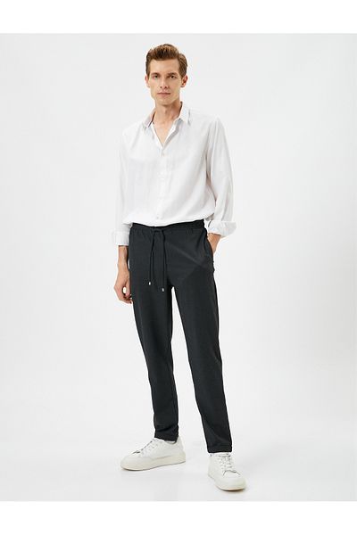 Koton Szövet nadrág Slim Fit csipke derék keskeny láb zseb