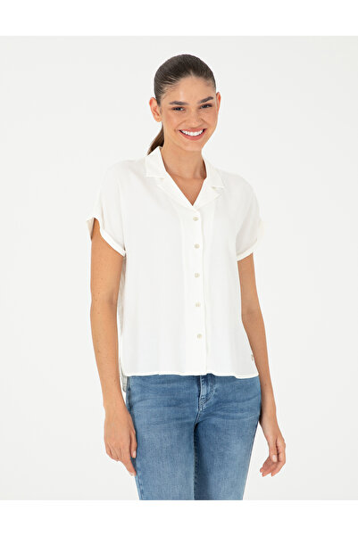 Pierre Cardin Εκρού Πουκάμισο με Κοντά Μανίκια Άνετης Εφαρμογής 50288279-VR019