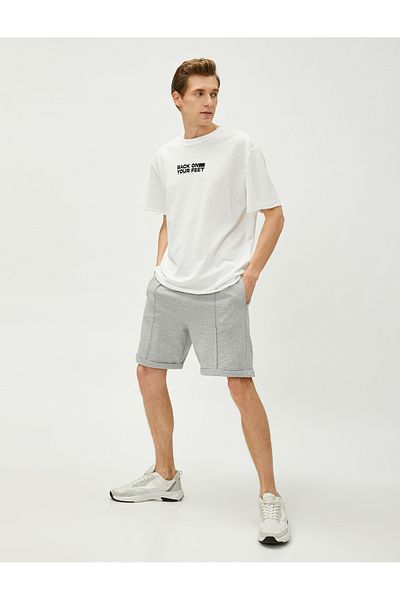 Koton Shorts mit Spitzenbund und Nahtdetails, mehrlagiges Bein, schmaler Schnitt