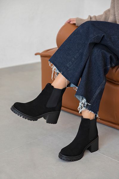 wolk shoes Μαύρα σουέντ Polo γυναικείες μπότες με τακούνι