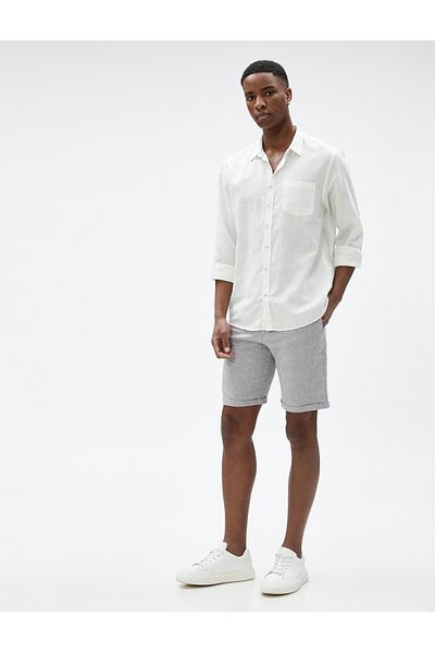 Koton Shorts aus Leinenmischung mit Spitzentaille, gestuftem Beindetail und Taschen