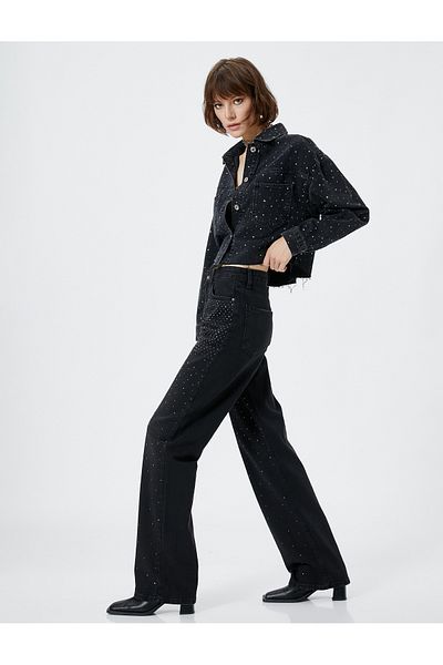 Koton Stone Embroidered Jeans High Waist - Nora Jeans