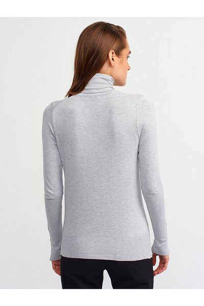 Dilvin 1268 Model Turtleneck and Drop Sleeve Sweater - Gray Melange