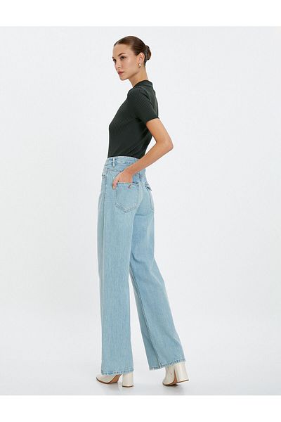 Koton Extra Wide Leg Jeans Regular Waist Pocket Cotton - Bianca Jean