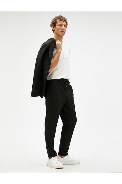 Koton Basic Woven Trousers with Lace Waist and Pocket Detail