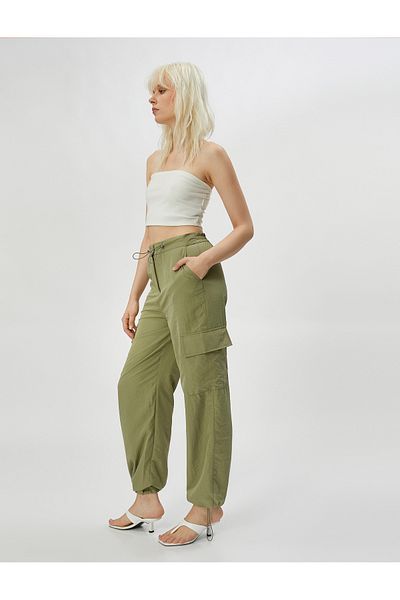 Koton Cargo Parachute Trousers Pocket Detailed Stopper Elastic