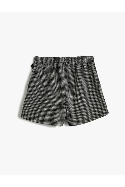 Koton Buckle Pleated Short Skirt - Elastic Waist